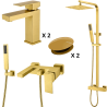 Ensemble 2 Mitigeurs lavabo + Colonne de douche + Mitigeur bain douche + 2 Bonde Sirius Kroos