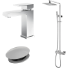 Ensemble Mitigeur lavabo + Colonne de douche + Mitigeur bain douche + Bonde Sirius Kroos