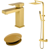 Ensemble Mitigeur lavabo + Colonne de douche + Mitigeur bain douche + Bonde Sirius Kroos