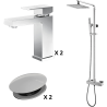 Ensemble Mitigeur lavabo + Colonne de douche + Mitigeur bain douche + Bonde Sirius Kroos
