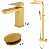 Ensemble Mitigeur lavabo + Colonne de douche + Mitigeur bain douche + Bonde Sirius Kroos