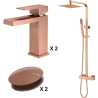 Ensemble Mitigeur lavabo + Colonne de douche + Mitigeur bain douche + Bonde Sirius Kroos