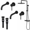 Ensemble 2 mitigeurs lavabo encastrés + 2 bondes + colonne de douche Corbeau Kroos