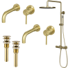 Ensemble 2 mitigeurs lavabo encastrés + 2 bondes + colonne de douche Corbeau Kroos