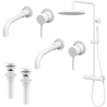 Ensemble 2 mitigeurs lavabo encastrés + 2 bondes + colonne de douche Corbeau Kroos