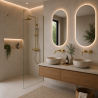 Ensemble 2 mitigeurs lavabo encastrés + 2 bondes + colonne de douche Corbeau Kroos
