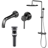 Ensemble mitigeur lavabo encastré + bonde + colonne de douche Corbeau Kroos