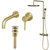Ensemble mitigeur lavabo encastré + bonde + colonne de douche Corbeau Kroos