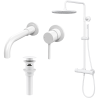 Ensemble mitigeur lavabo encastré + bonde + colonne de douche Corbeau Kroos
