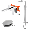 Ensemble 2 Mitigeurs encastrés lavabo + Colonne de douche + 2 Bondes Sirius Kroos