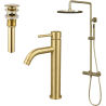 Ensemble mitigeur lavabo réhaussé + bonde + colonne de douche Corbeau Kroos