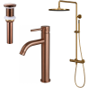 Ensemble mitigeur lavabo réhaussé + bonde + colonne de douche Corbeau Kroos