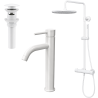 Ensemble mitigeur lavabo réhaussé + bonde + colonne de douche Corbeau Kroos
