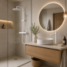 Ensemble mitigeur lavabo réhaussé + bonde + colonne de douche Corbeau Kroos