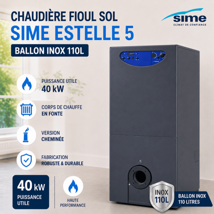Chaudière fioul 40 kw SIME Estelle 5 Ballon inox 110L