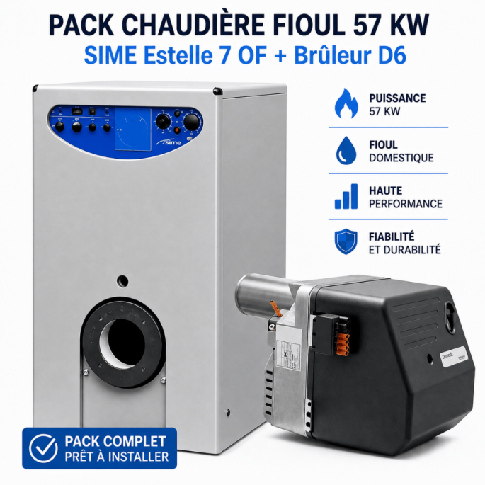Pack chaudière fioul 48 kw SIME Estelle 7 OF ERP + Brûleur D6