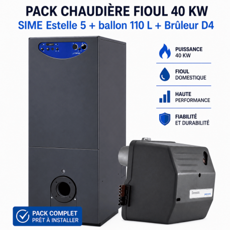 Pack chaudière fioul 40 kw SIME Estelle 5 Ballon 110L + Brûleur D4