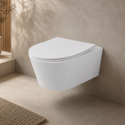 Pack WC suspendu - cuvette sans bride + bâti support + abattant - Sanindusa