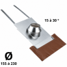 Solin Inox tuiles + kit d'étanchéité Poujoulat D 155 à 230 de 15° à 30°