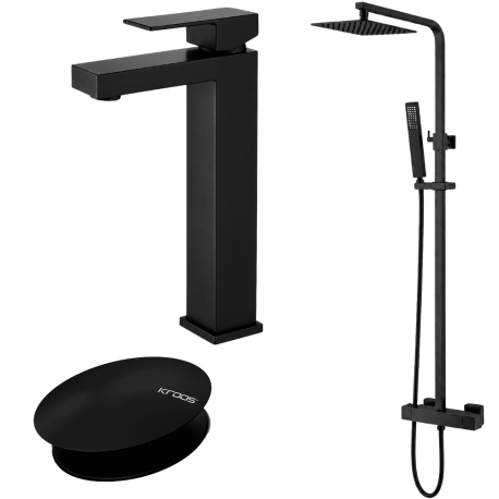 Ensemble Mitigeur lavabo + Colonne de douche + Mitigeur bain douche + Bonde Sirius Kroos