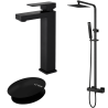Ensemble Mitigeur lavabo + Colonne de douche + Mitigeur bain douche + Bonde Sirius Kroos