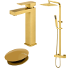 Ensemble Mitigeur lavabo + Colonne de douche + Mitigeur bain douche + Bonde Sirius Kroos