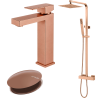 Ensemble Mitigeur lavabo + Colonne de douche + Mitigeur bain douche + Bonde Sirius Kroos
