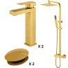 Ensemble 2 Mitigeurs rehausse lavabo + Colonne de douche + 2 Bondes Sirius Kroos