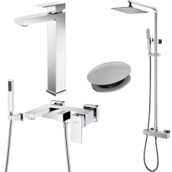 Ensemble Mitigeur lavabo + Colonne de douche + Mitigeur bain douche + Bonde Sirius Kroos Ensemble Mitigeur lavabo + Colonne de douche + Mitigeur bain douche + Bonde Sirius Kroos