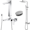 Ensemble Mitigeur lavabo + Colonne de douche + Mitigeur bain douche + Bonde Sirius Kroos