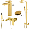 Ensemble 2x Mitigeur lavabo réhaussé + Colonne de douche + Mitigeur bain douche + 2x Bonde Sirius Kroos