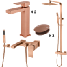 Ensemble 2x Mitigeur lavabo réhaussé + Colonne de douche + Mitigeur bain douche + 2x Bonde Sirius Kroos