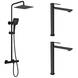 Ensemble 2 mitigeurs lavabo réhaussés + Colonne de douche Figaro