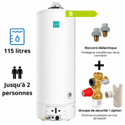 Pack accumulateur gaz Styx cheminée + raccord diélectrique + groupe sécurité + siphon Pack accumulateur gaz Styx cheminée + raccord diélectrique + groupe sécurité + siphon