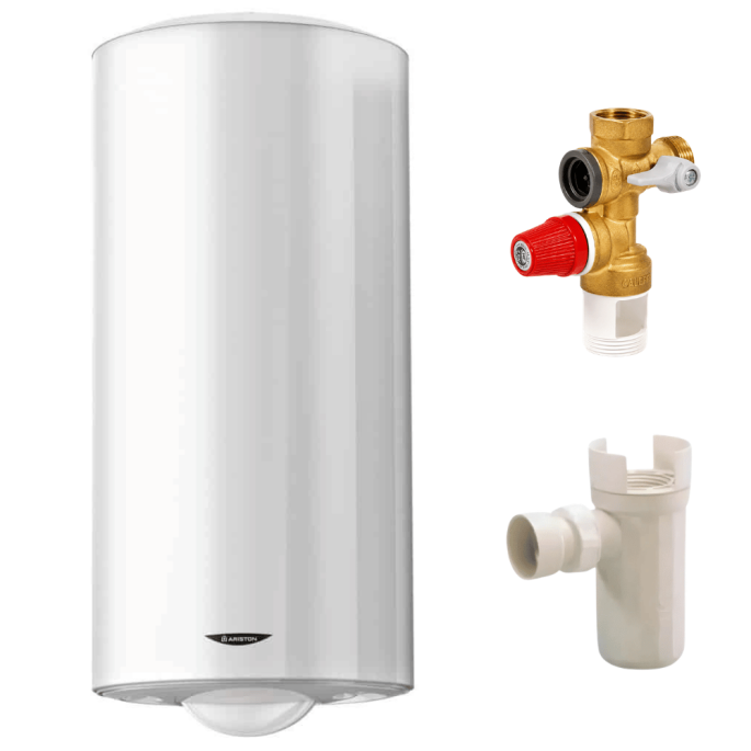 Pack Chauffe eau électrique 150 Litres Initio blindé vertical ARISTON + Groupe de sécurité 3/4" + Siphon