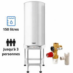 Pack chauffe eau électrique 150 Litres Initio à résistance blindée ARISTON + Trépied + Groupe de sécurité 3/4 + Siphon Pack chauffe eau électrique 150 Litres Initio à résistance blindée ARISTON + Trépied + Groupe de sécurité 3/4 + Siphon