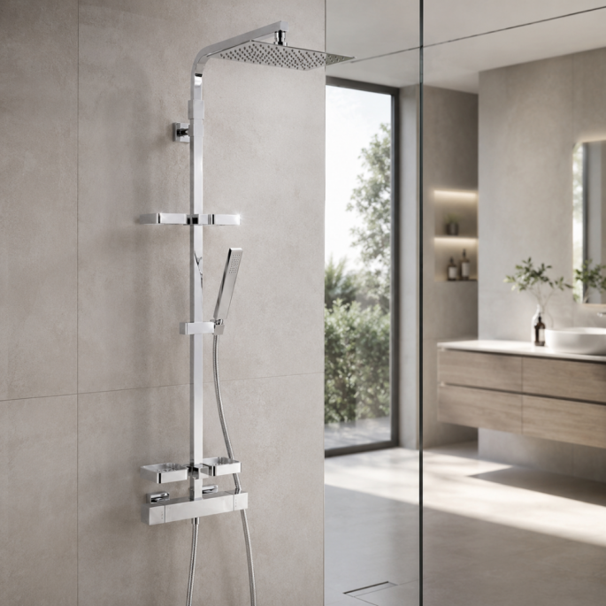 Colonne de douche thermostatique avec tablette porte-objets Touareg 300 VALENTIN