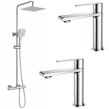 Ensemble 2 mitigeurs lavabo + Colonne de douche Figaro