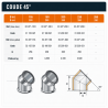 Coude Poujoulat Inox-Galva D 230 45 °