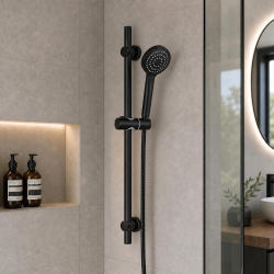 Barre de douche avec douchette noire Uden Thewa Barre de douche avec douchette noire Uden Thewa