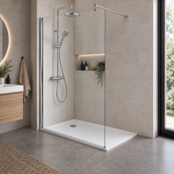 Pack de douche finition silver : paroi + receveur + colonne Pack de douche finition silver : paroi + receveur + colonne