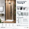 Paroi de douche fixe pour porte battante Young F Novellini