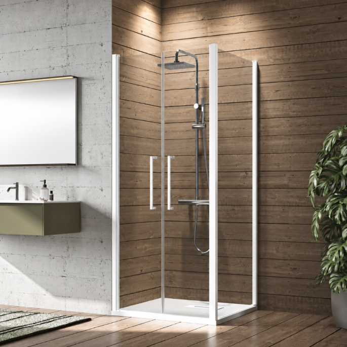 Paroi de douche fixe pour 2 portes battantes YOUNG F pour 2B Novellini