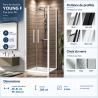 Paroi de douche fixe pour 2 portes battantes YOUNG F pour 2B Novellini