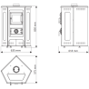 Poêle à bois 6,1 kW Nora Angle MBS avec plaque de cuisson