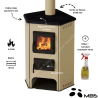 Poêle à bois 6,1 kW Nora Angle MBS avec plaque de cuisson