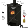 Poêle à bois 6,1 kW Nora Angle MBS avec plaque de cuisson