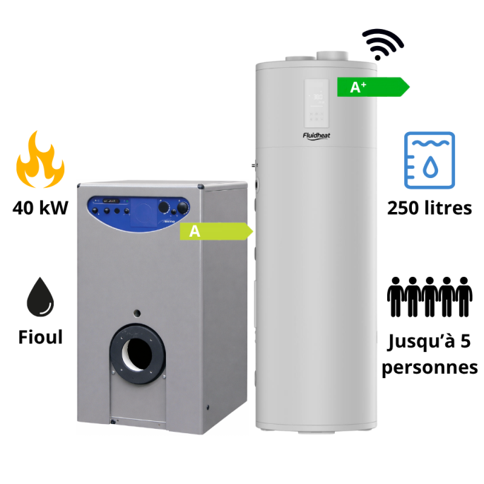 Pack Chaudière fioul Sime Estelle 5 + chauffe eau thermodynamique 250 L Fluidheat