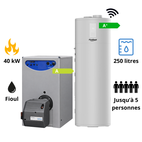 Pack Chaudière fioul Sime Estelle 5 avec brûleur D4 + chauffe eau thermodynamique 250 L Fluidheat