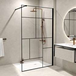 Paroi de douche fixe sérigraphié Noir FOX O'design